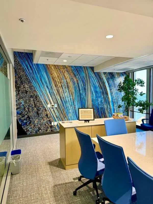 Commercial office wallpaper mural installation