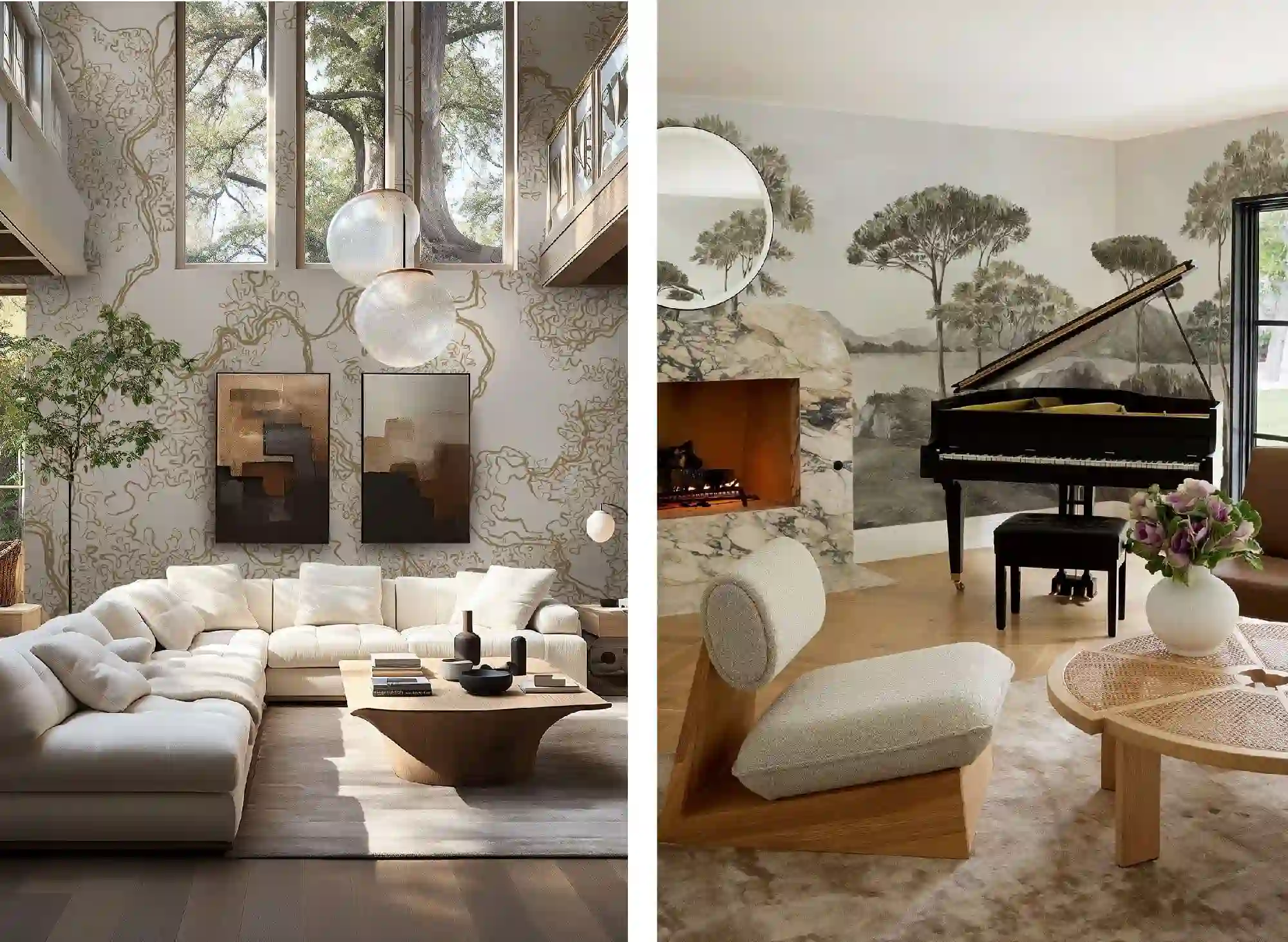 Residential wallpaper installation with luxury patterns